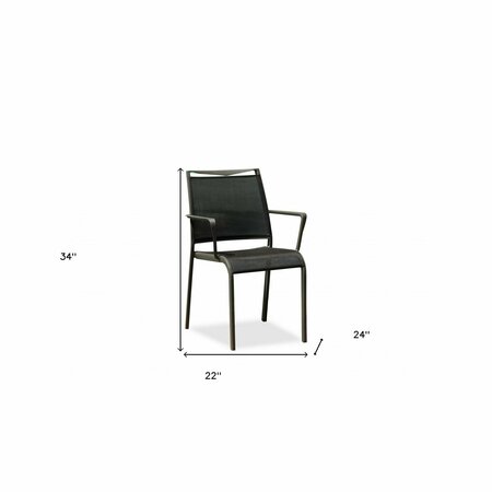 Homeroots 22 x 24 x 34 in. Gray Aluminum Dining Armed Chair 372187